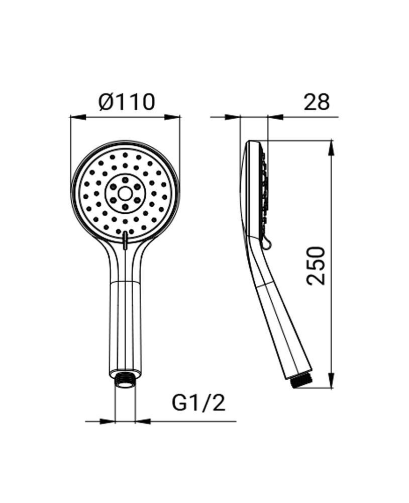 Soffione per doccia Idro-Bric Sinope diametro 11cm 3 getti cromato - SAPDOC0263CR 02