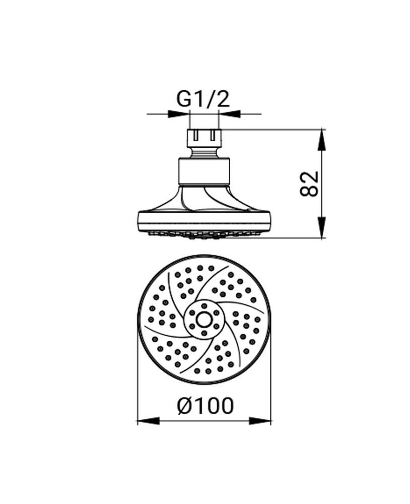 Soffione per doccia Idro-Bric attacco 1/2 pollici diametro 10cm cromo - SAPSOF0085CR 02