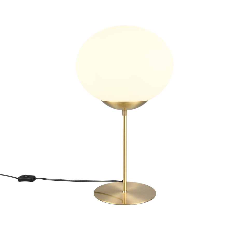 Lampada da tavolo Trio Lighting Fomento 1xE27 max 15W ottone satinato bianco - 563100108 01