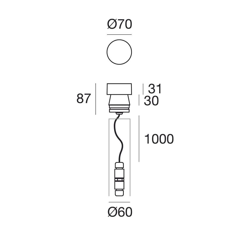 Luce led per palo e testa palo Linea Light Buzzer 7W 3000K grigio - 77187W00 02