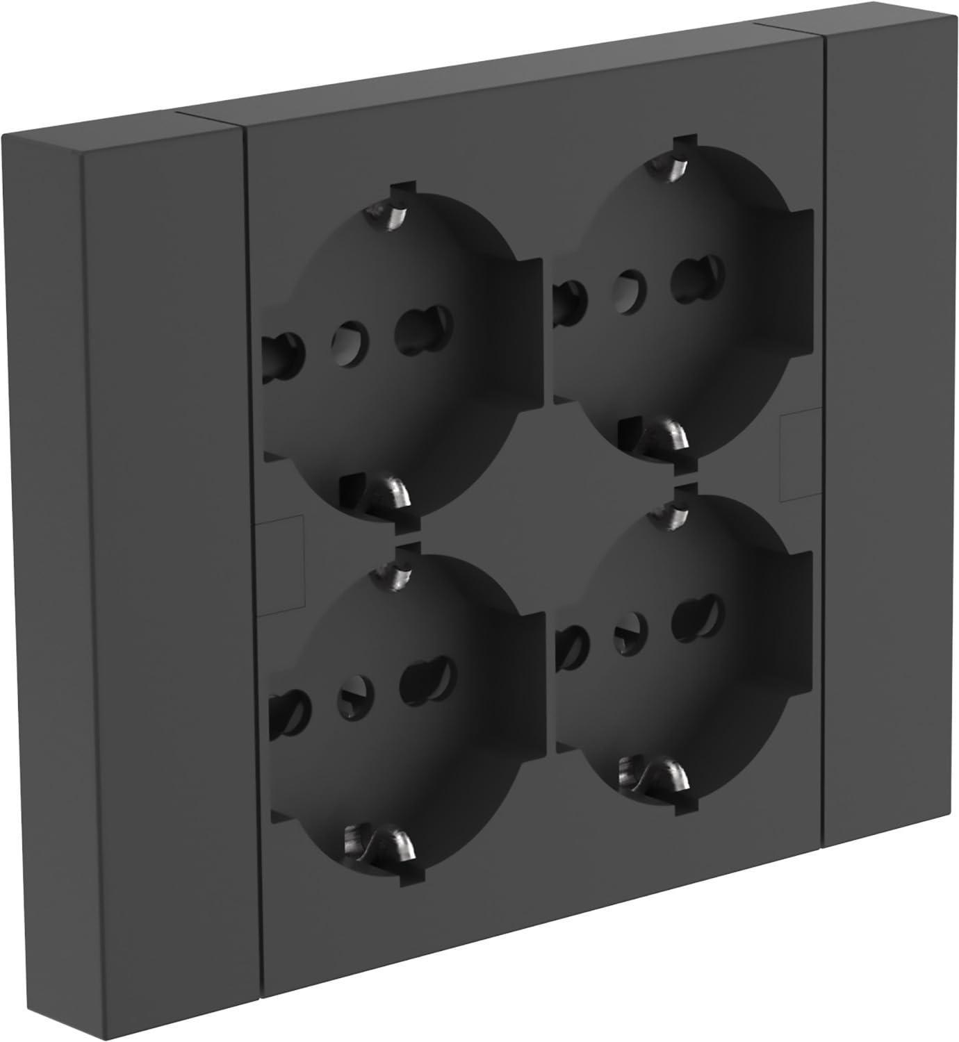 Multipresa da muro Electraline 4 schuko nero - 22115 01