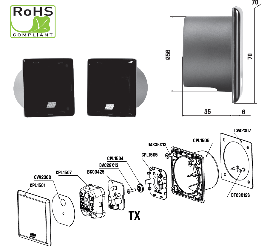 Fotocellule da incasso Rib spessore 6mm IP54 - ACG8049B 02 