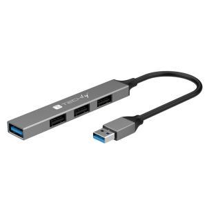 Hub usb-a ic intracom 3 porte usb-a 2.0 + 1 porta usb-a 3.2 grigio - 620720