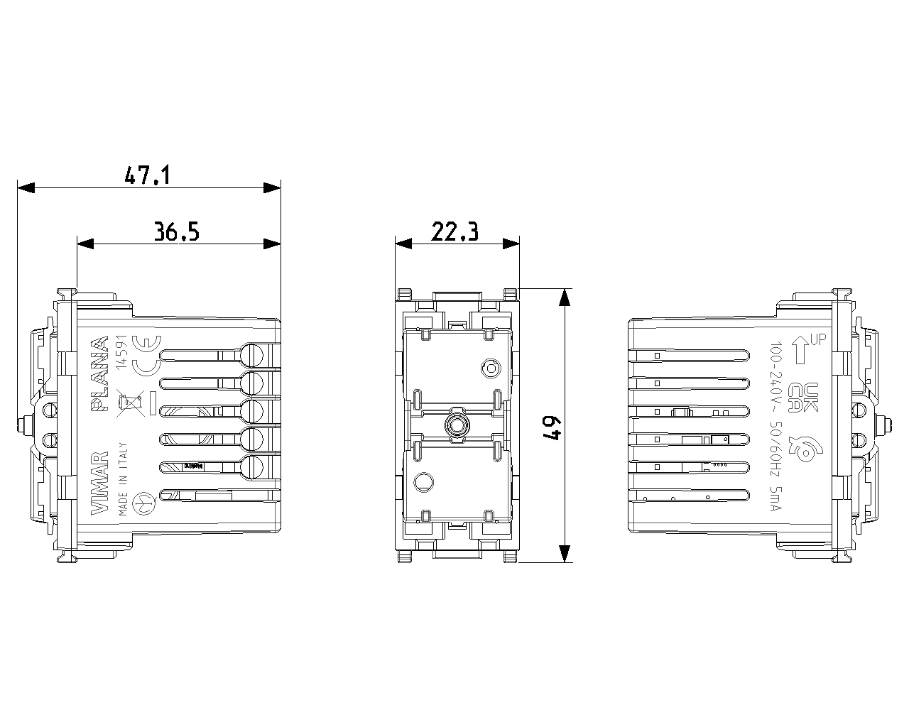 Meccanismo di comando wireless IoT Vimar Plana 1 modulo verde - 14591.0 02