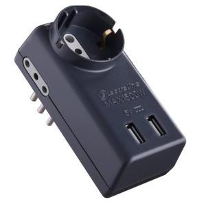 Adattatore multipresa  2 usb grigio - 70024