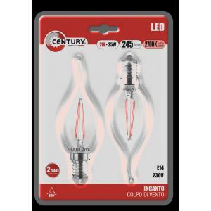 Lampada led incanto colpo di vento 2w attacco piccolo e14 luce caldissima 2700k inm1c-021427bl2