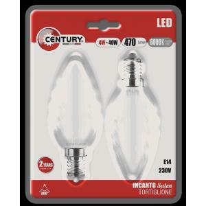 2 lampadine led incanto satinate oliva a tortiglione 4w attacco piccolo e14 luce fredda 6000k instor-041460bl2