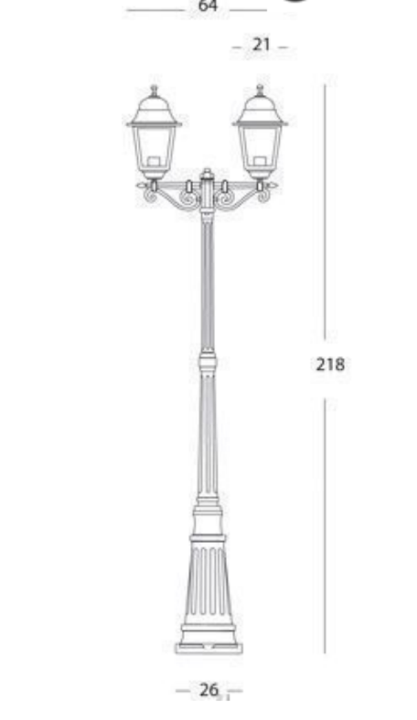 Palo a 2 luci Sovil Quadrata 2xE27 max 100W nero - 396/06 02