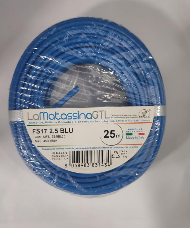 Cavo unifilare FS17 Go-At Topline 2,5mm 25 metri blu-MFS172,5BL25 01