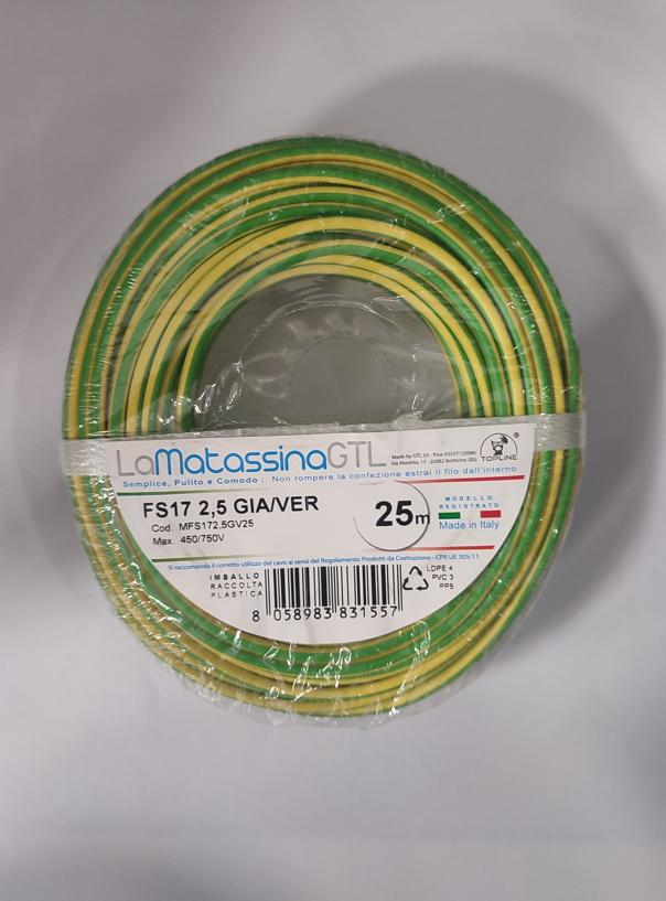 Cavo unifilare FS17 Go-At Topline 2,5mm 25 metri giallo verde- MFS172,5GV25 01