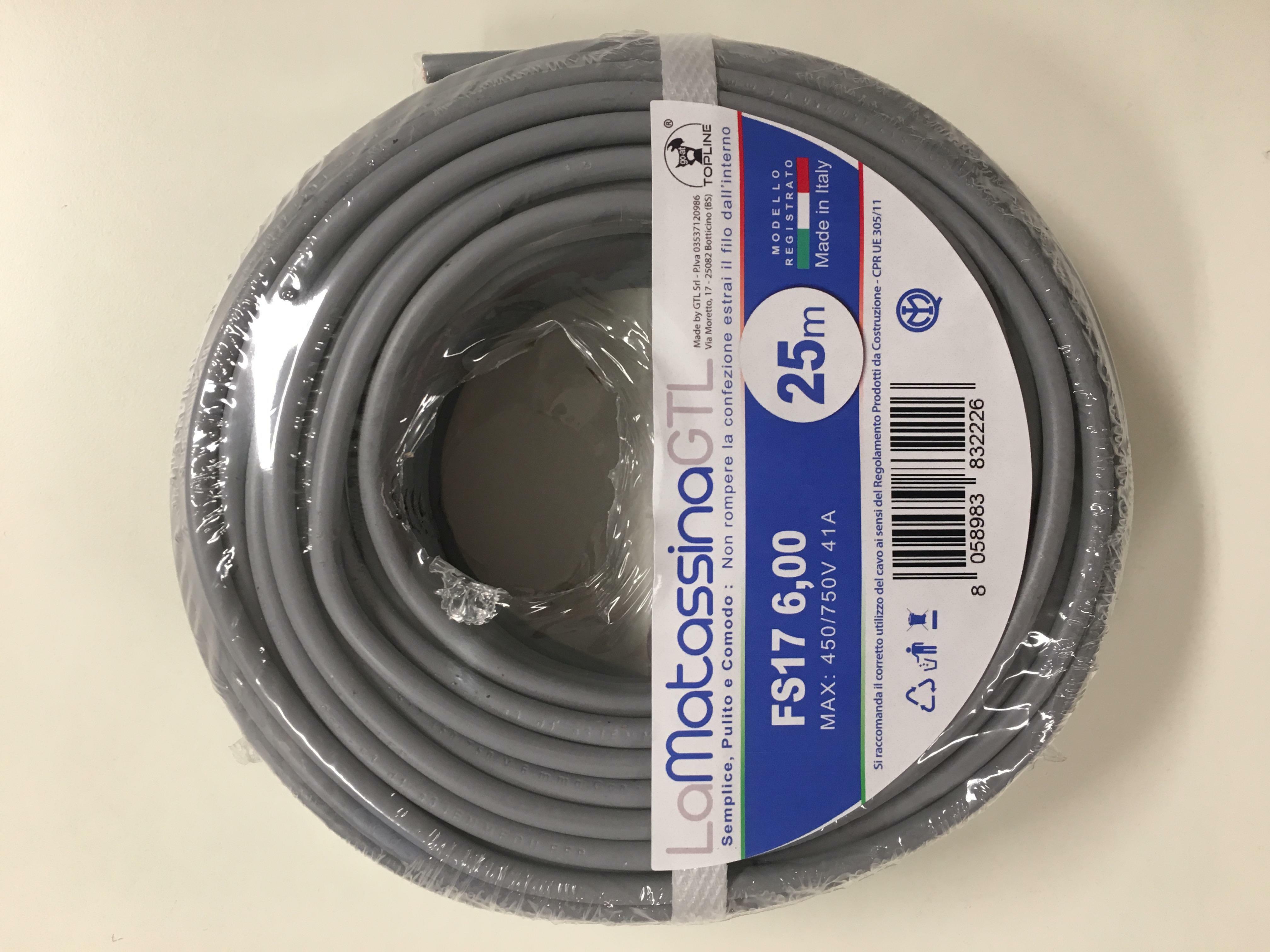 Cavo unipolare FS17 Go-At Topline 6mm 25 metri grigio- MFS176GR25 01