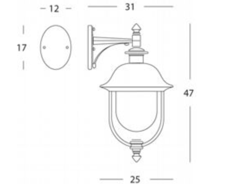 Lampada da parete Sovil Rustica 1xE27 max 100W grigio rame - 194/14 02