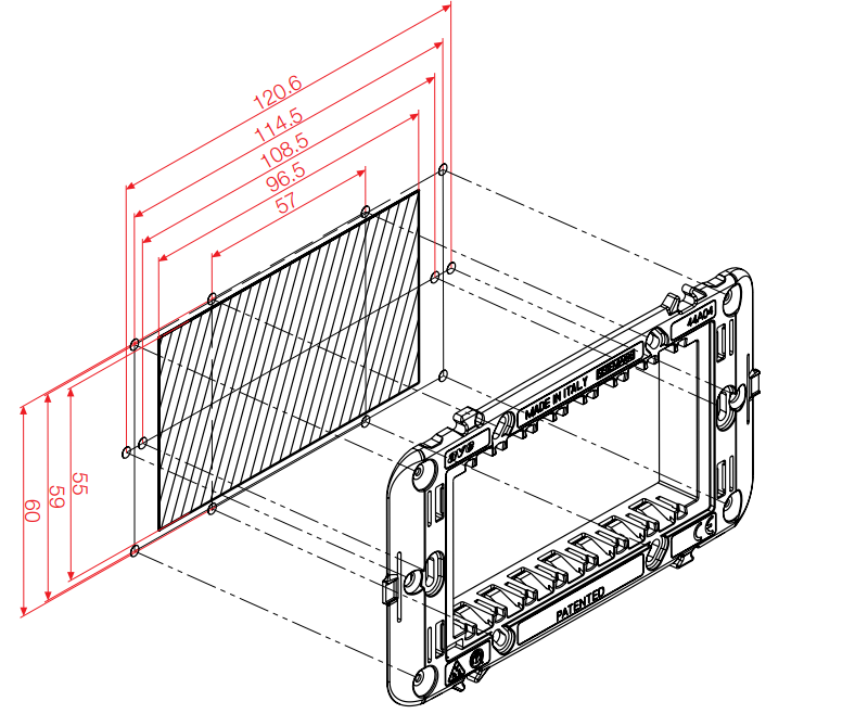 Supporto con viti AVE S44 4 moduli per scatole rettangolari - 44A04 02