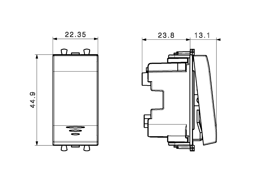 Pulsante tasto illuminabile AVE Domus S44 1P 10A 1 modulo - 441005 02