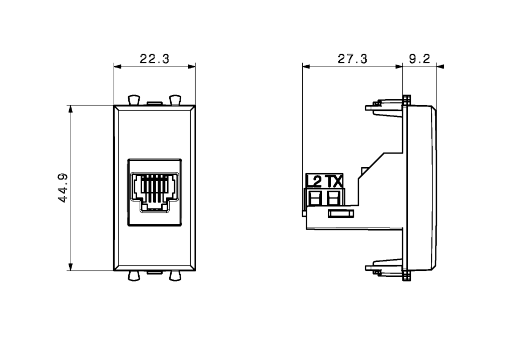 Presa telefonica RJ11 AVE Life S44 1 modulo nero - 442024 02