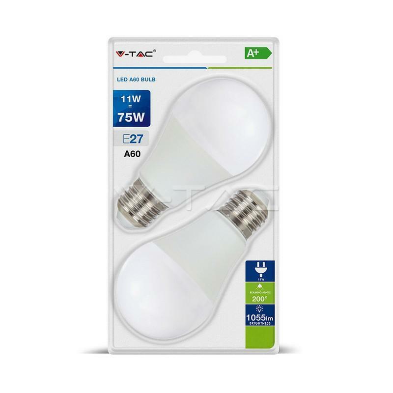 v-tac v-tac 2 lampadine goccia led 11w attacco grande e27 luce caldissima 2700k vt-2111 7297 - foto 1