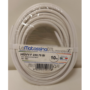 Cavi multipolari  2x0.75mm da 10m bianco - h03vv-f/2x075/b10