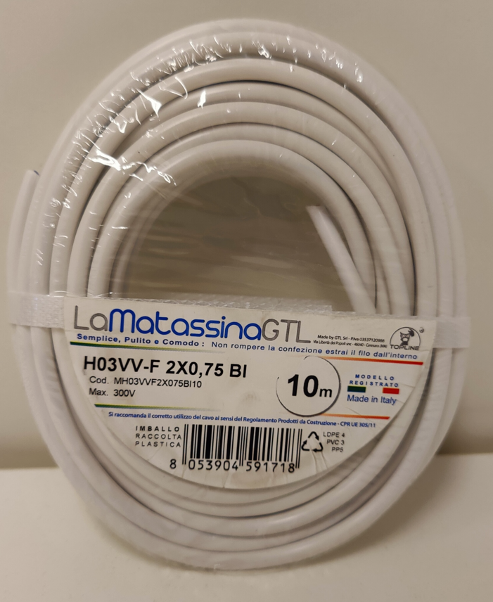 Cavi multipolari Go-At Topline 2x0.75mm da 10m bianco - H03VV-F/2X075/B10 01