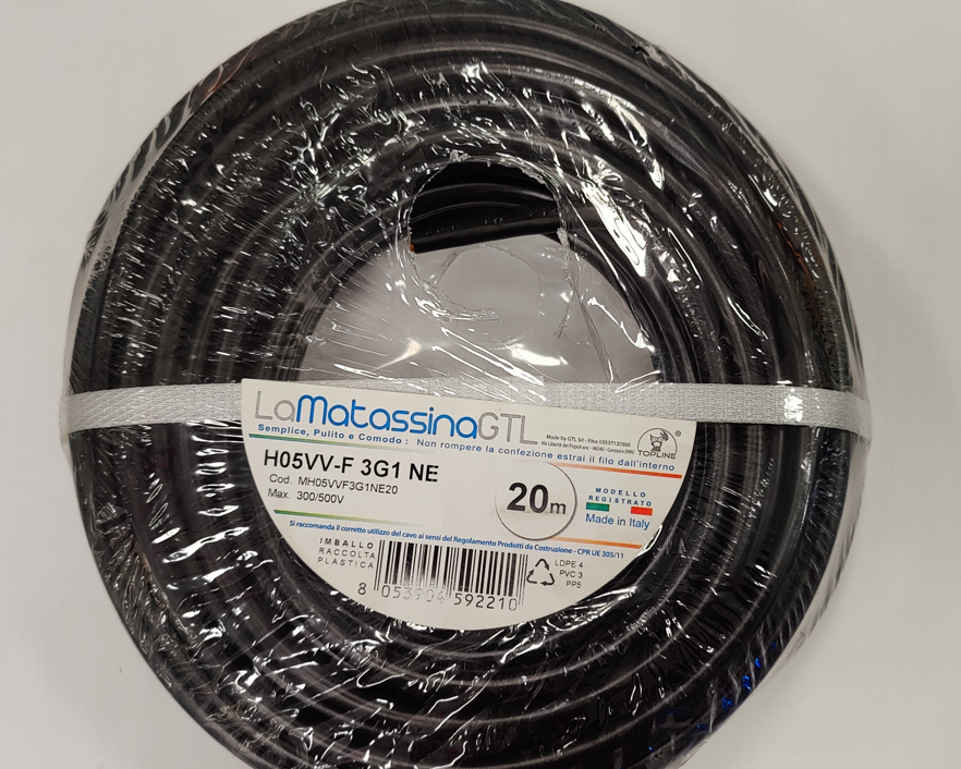 Cavo multipolare Go-At Topline 3Gx1mm2 da 20m nero - H05VV-F/3GX1NE/B20 01