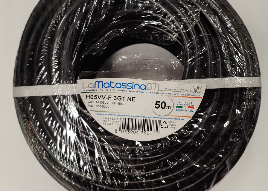 Cavo multipolare Go-At Topline 3Gx1mm2 da 50m nero - H05VV-F/3GX1NE/B50 01