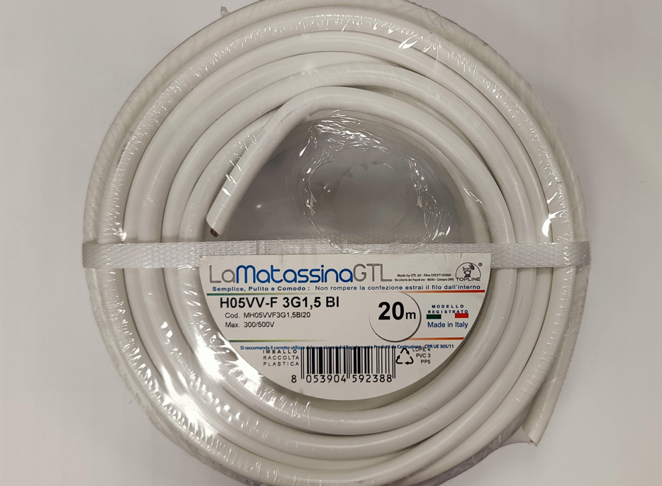 Cavo multipolare Go-At Topline 3Gx1.5mm2 da 20m bianco - H05VV-F/3GX1,5BI/B20 01