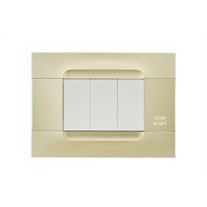 Placca 3 posti monocromo colore oro 10803.gd