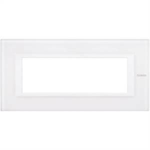 Axolute placca 6 moduli in vetro colore bianco ha4806vbb