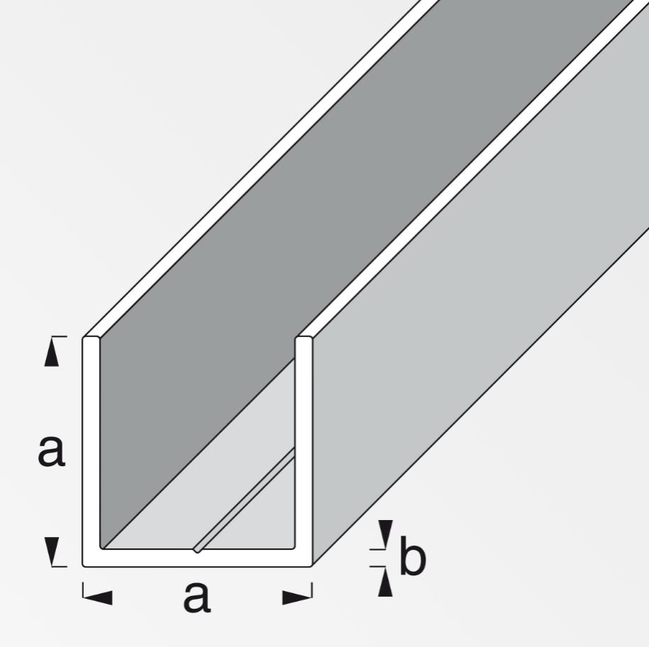 Profilo quadrato a U Alfer Aluminium 7.5x1mm lunghezza 1m naturale - 25402 02