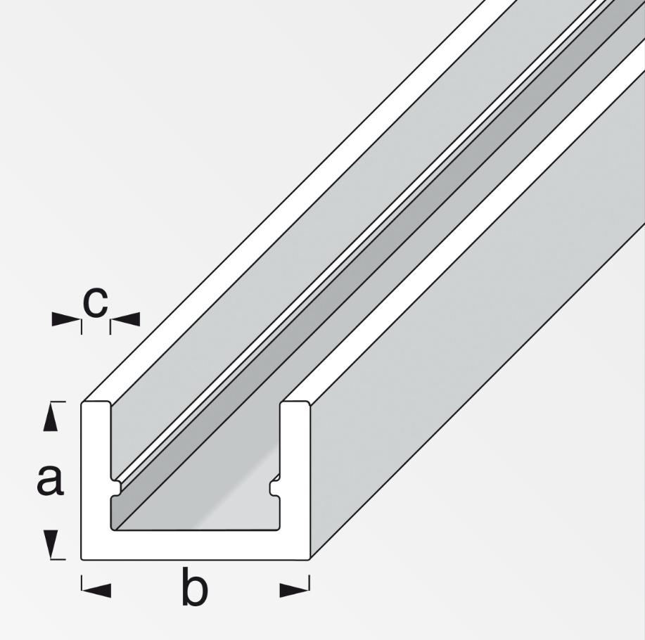 Profilo a U Alfer Aluminium 10x11.5x1.5mm lunghezza 1m argento - 01060 02