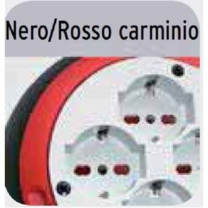 Avvolgicavo 4 prese con cavo da 4mt colore nero/rosso 1100545