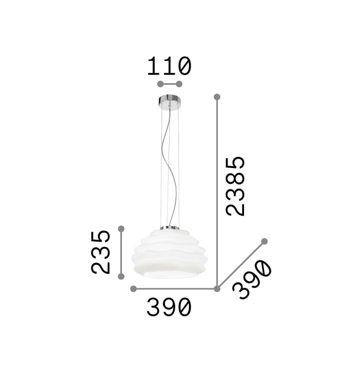 Sospensione Ideal Lux Karma Small 1xE27 max 60W bianco - 132389 03