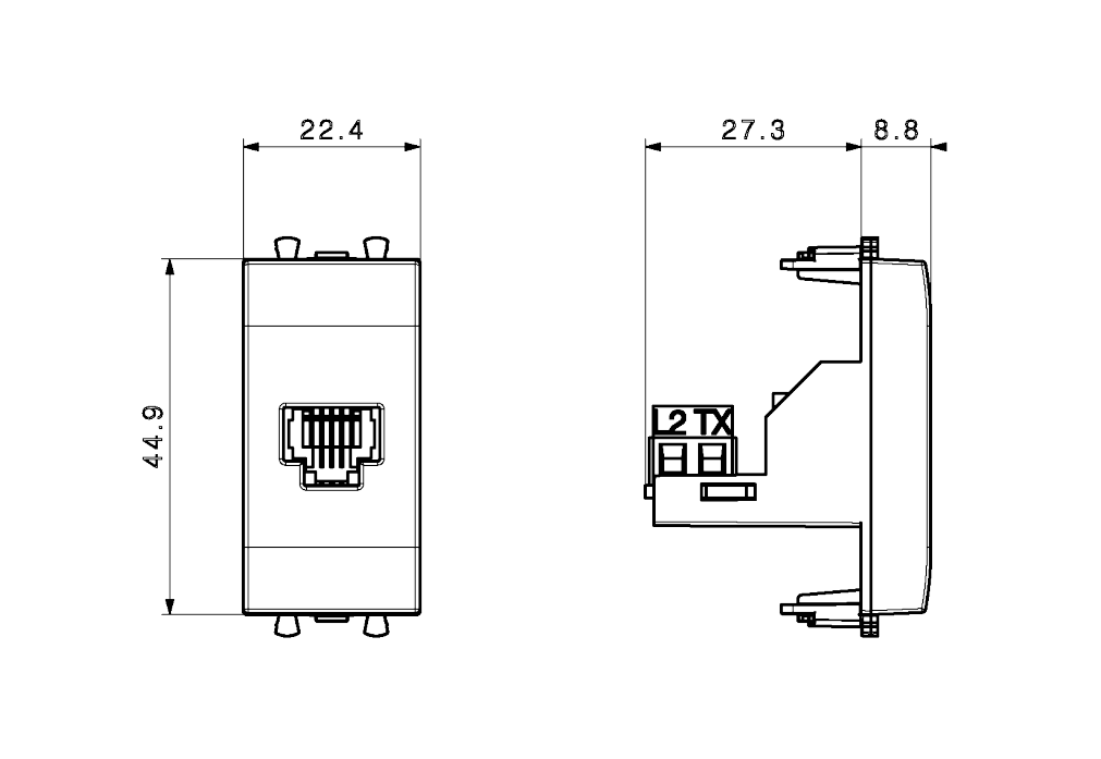 Presa RJ11 AVE Domus S44 1 modulo bianco - 441024 02