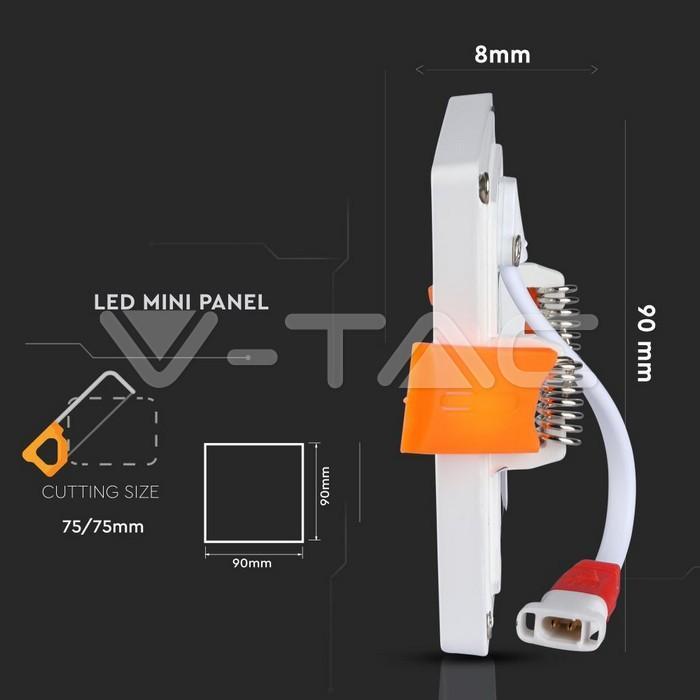 Pannello led quadrato V-tac 8W 4500K bianco VT-888 - 4944 03