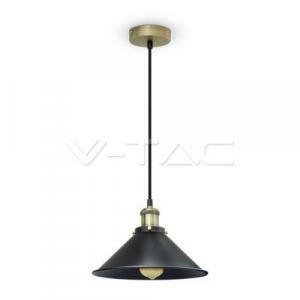 Lampada a sospensione con portalampada attacco grande e27 in metallo colore nero con cavo da 1m vt-7424 3753