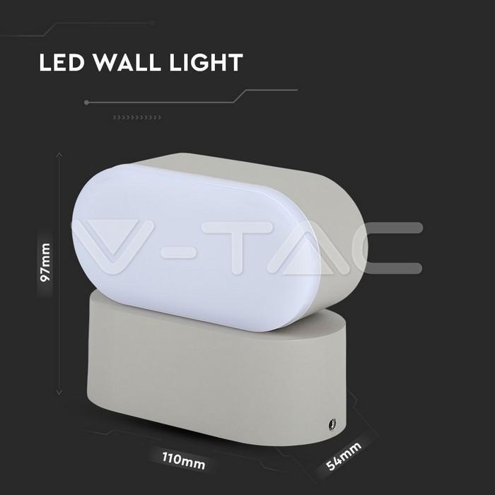 Lampada da parete led V-tac 6W 3000K grigio VT-816 - 8290 03