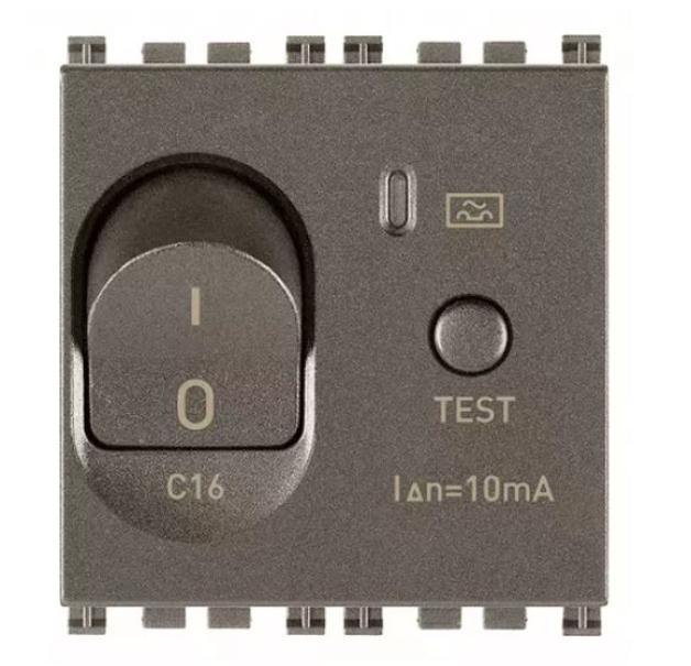 Interruttore automatico magnetotermico differenziale Vimar Arke 1P+N C16 10mA metal - 19411.16.M 01