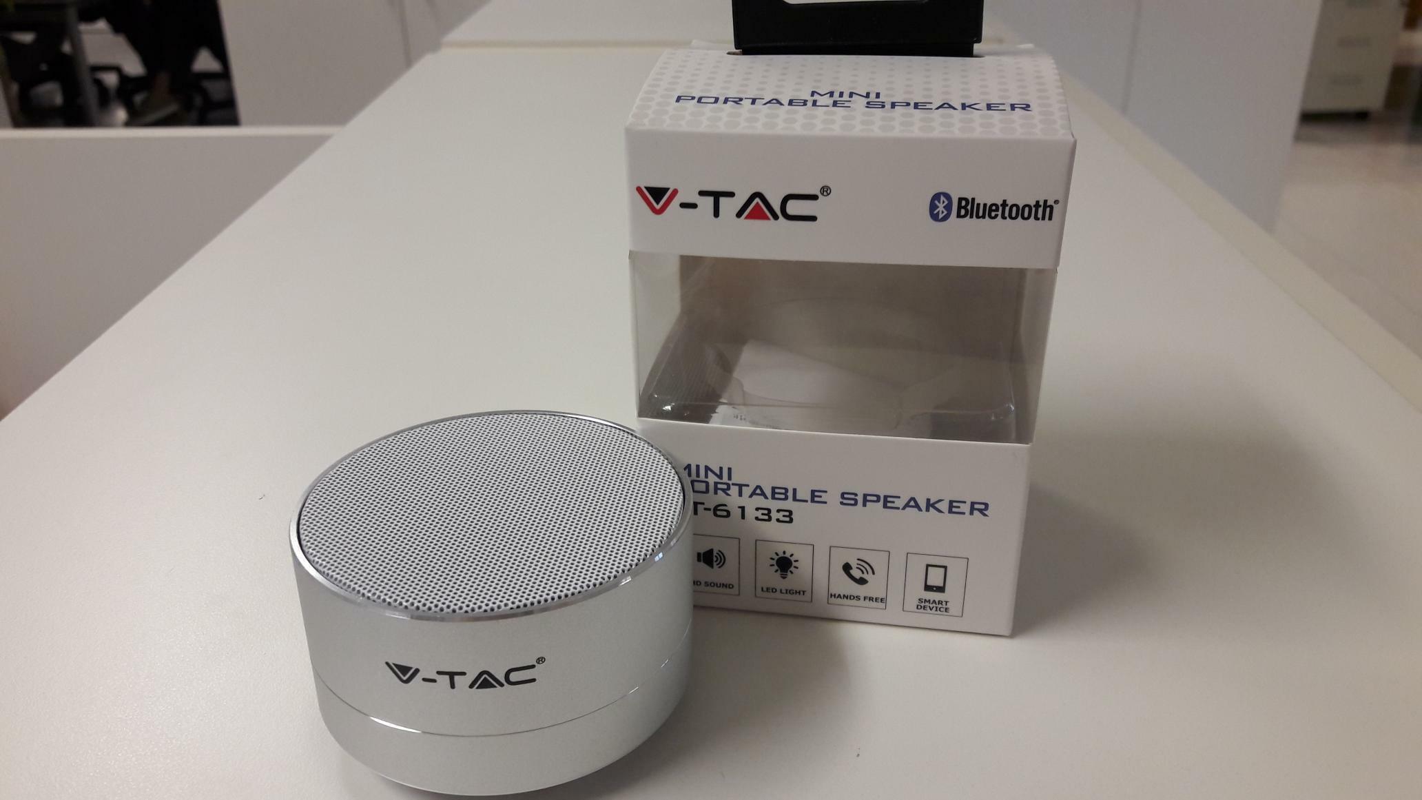 v-tac v-tac mini speaker bluetooth 3w colore grigio vt-6133 7713 - foto 1