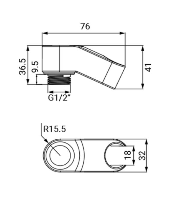 Supporto doccia Idro-Bric diametro 1/2 pollici cromato - BLISUP010AB 02