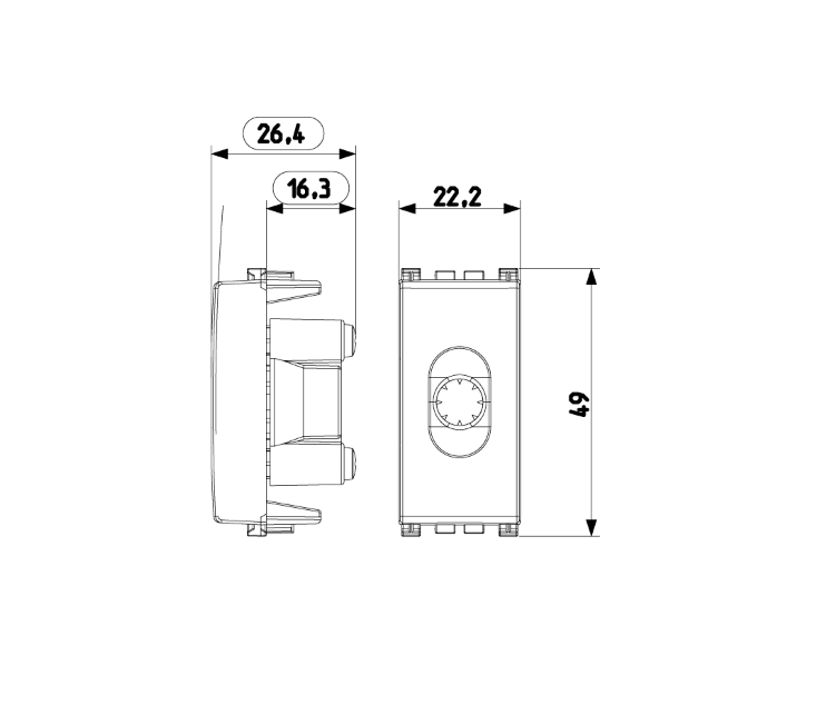 Passacavo con serracavo Vimar 22.2x49x26.4mm grigio - 19044 02