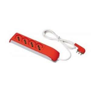 Fido multipresa usp a 4 uscite 2p+t 16a bipasso con cavo da 1,5 metri colore bianco e rosso 410112