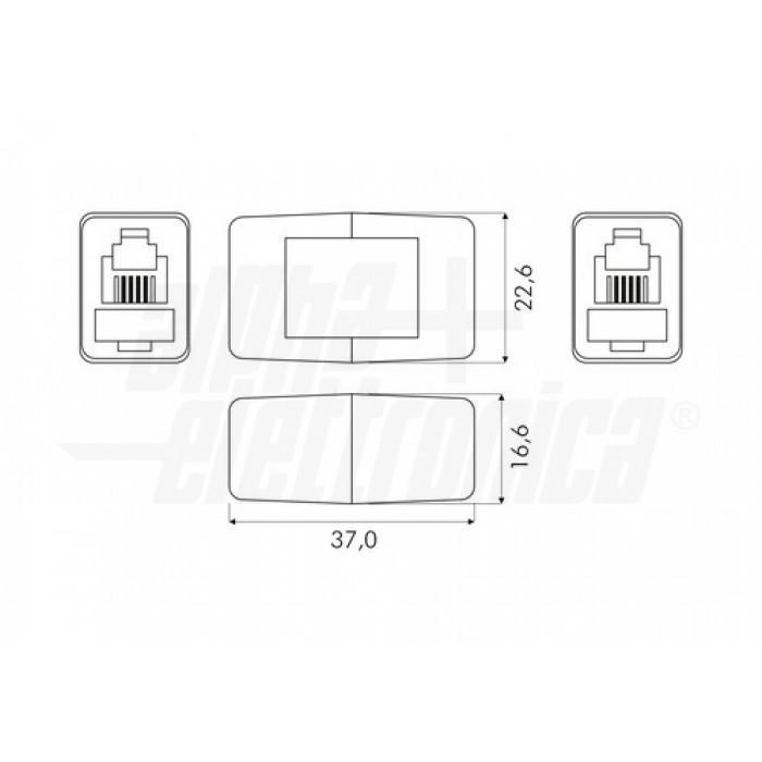 Adattatore telefonico RJ45 Alpha Elettronica 8P8C da presa a presa avorio - 94-413 02