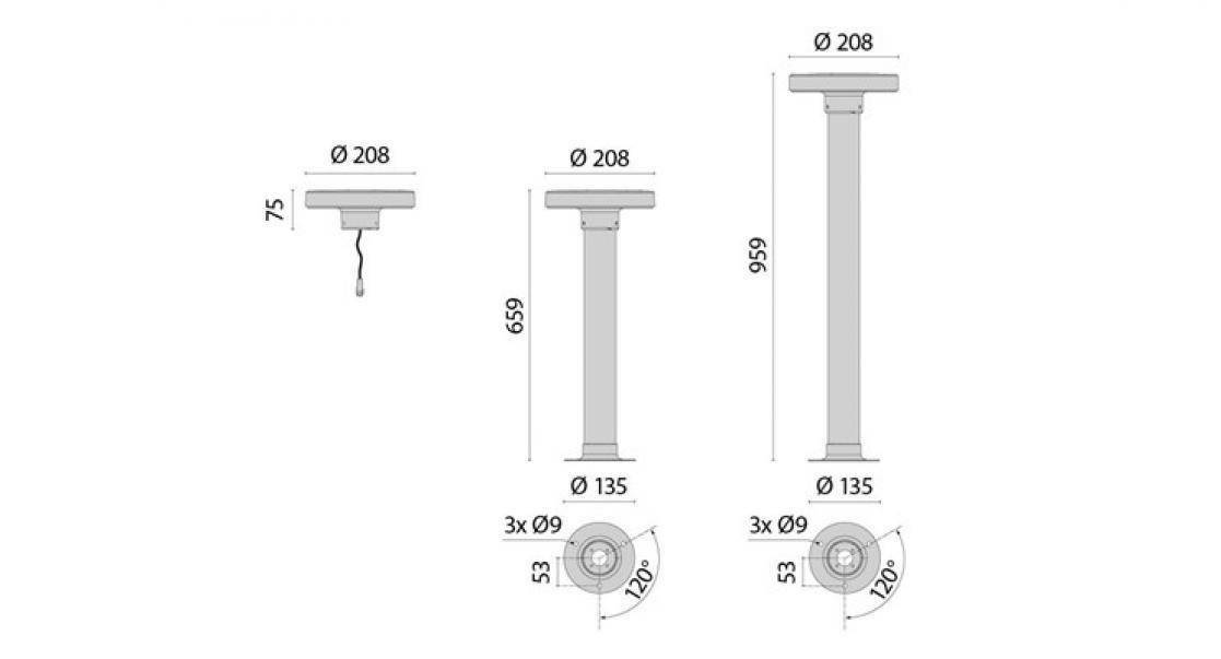 performance in lighting spa prisma palo pado 600 20w h 659 cm luce naturale 304087 - foto 2